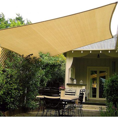 Tenda a Vela Rettangolare 2x3 m, Tenda a Vela 3x2 m HDPE, Traspirante, Resistente, Protezione UV 95% per Esterno, Giardino, Terrazze (Sabbia) (1/5)