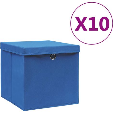 Cajas de almacenaje con tapas 10 uds azul 28x28x28 cm (1/5)