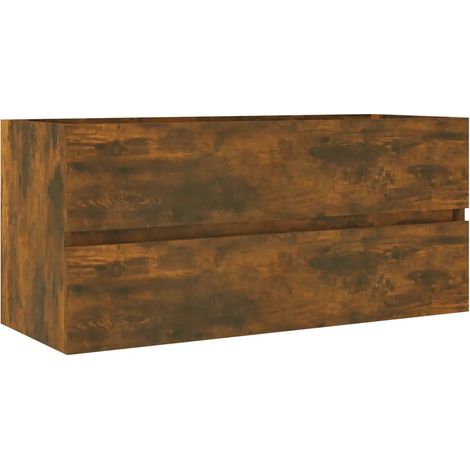 Armoire de lavabo pratique moderne rangement mural 100 x 38,5 x 45 cm en bois d'ingénierie chêne fumé (1/5)