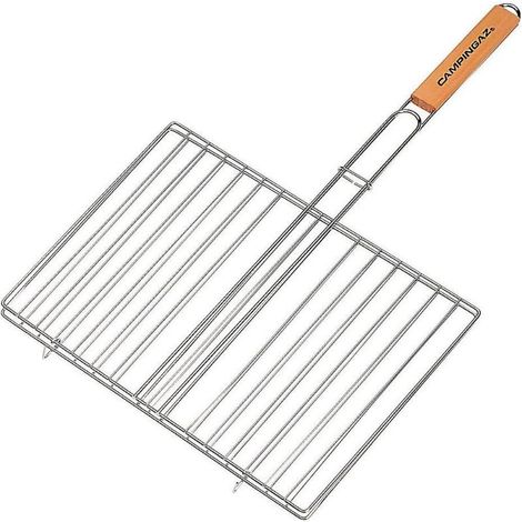 CAMPINGAZ parrilla doble mango madera 35x25 cm , Parrilla doble mango madera 35 x 25 cmFabricado en acero cromado de alta calidad y mango de maderaIdeal para sus barbacoas<