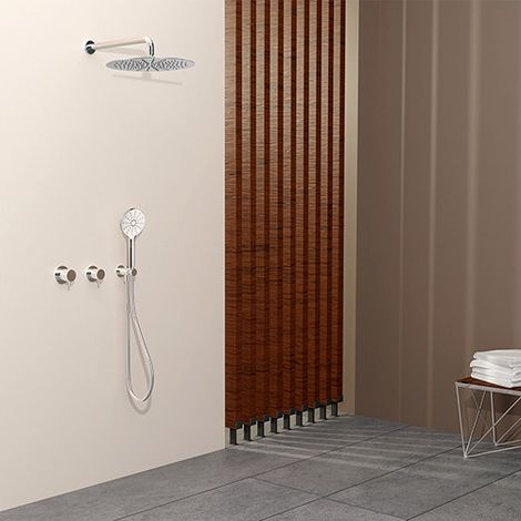 Cristina Ondyna – Pack encastré mitigeur 2 boutons chrome – Corps encastrable de douche – Douchette monojet – Flexible 150 cm – XTV68351