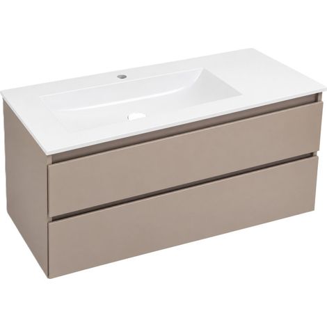 Ensemble Meuble 2 Tiroirs et Vasque Salle de Bain BURGBAD Lin20 Taupe - SGHX122 (1/3)