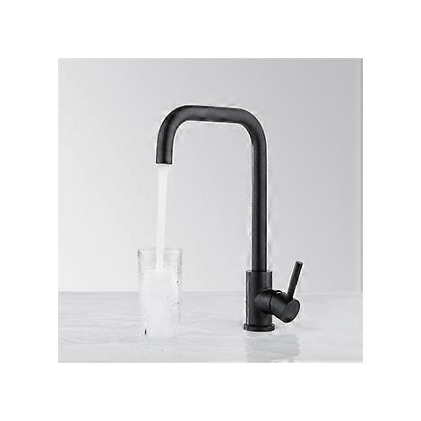 Küchenarmatur im Schwanenhals-Design mit korrosionsbeständiger Oberfläche und Einzelfunktions-Wasserstrahl für schwarze Küchenaccessoires