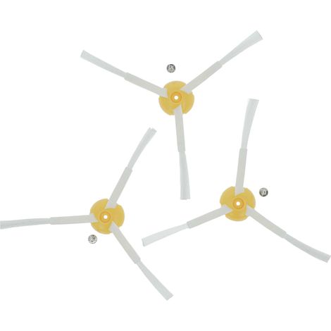 vhbw 3x cepillo lateral compatible con iRobot Roomba 800-Serie, 800, 870, 880 robot aspirador - Set cepillos, blanco / amarillo