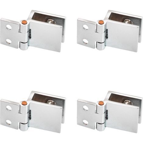 Ensemble de 4 charnières pour portes vitrées, charnières à pince, clips pour portes vitrées, adaptés aux vitrines, à l'ouverture et à la fermeture du verre.