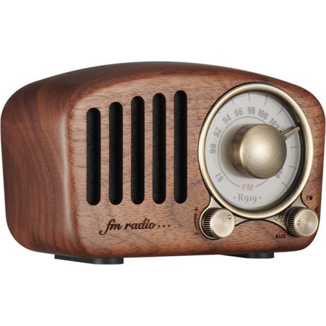 Irovami Radio-enceinte Bluetooth rétro Greadio en bois de noyer, style classique vintage, basses puissantes, connexion sans fil Bluetooth 5.0, lecteur de carte TF et MP3 (1/5)