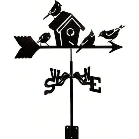 Girouette en forme de nid d'oiseau, silhouette en métal, ornement décoratif d'extérieur, auvent décoratif de jardin (1/5)