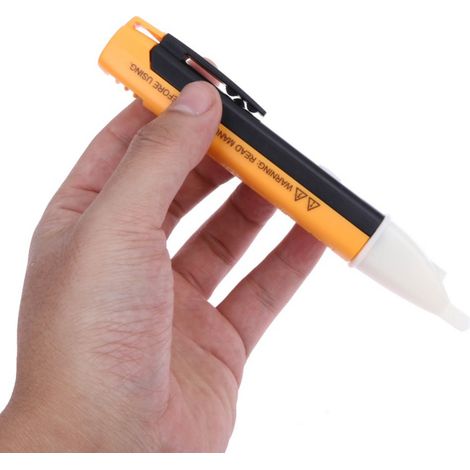 Testeur de tension 90-1000 V CA, détecteur de tension CA à test rapide avec clip stylo pour électriciens, jaune et noir (1/5)