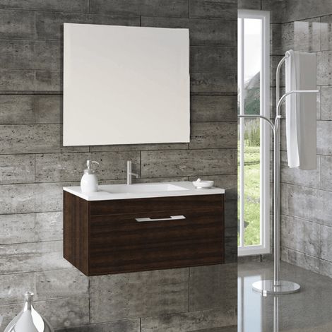 Mueble de baño Florencia 3 piezas ( mueble + lavabo + espejo). Se envía montado 60CM Roble Evasión