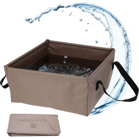 PVC Camping Spülbecken 36 x 36 cm faltbar - 20 Liter - Kunststoff Faltschüssel braun mit Griffen