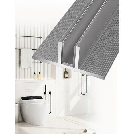 Rail de douche à l'italienne en verre, profilé T aluminium 2,5 mm (1/5)