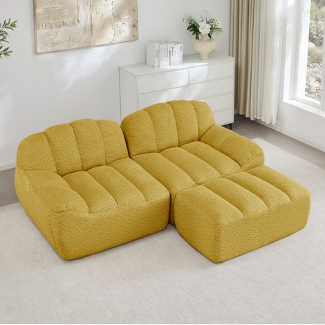 Divano angolare modulare 2 posti, 210 x 165 x 79 cm, senza montaggio, giallo HAVRYA (1/5)