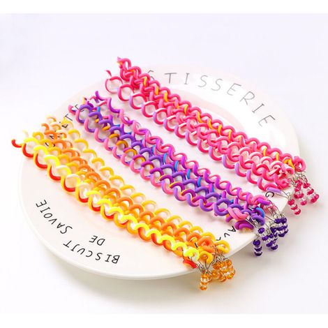 18 Pcs Élastique Tresses Cheveux,Bandeau de Cheveux Accessoires Tressé,Accessoires coiffure de fête multicolore pour femme fille - 1 3 6 (1/4)