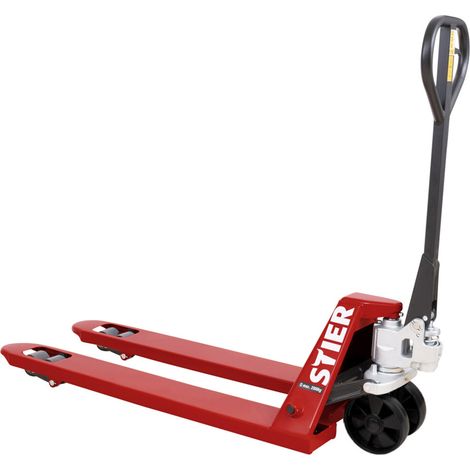 STIER Gabelhubwagen Tragkraft 2500kg Gabellänge 1150mm Nylon-Reifen mit Quicklift, Handhubwagen mit Industrie-Stahlrahmen, wartungsarme Handhydraulik, Lenkeinschlag von 210°