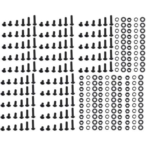 Assortiment de vis à six pans creux M3 en acier allié noir, écrous hexagonaux et rondelles (tête bouton) (1/5)
