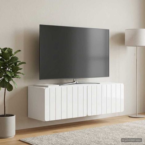 Wandmontierter TV-Schrank 98 x 31 x 30 cm Hochglanz Weiß (1/5)