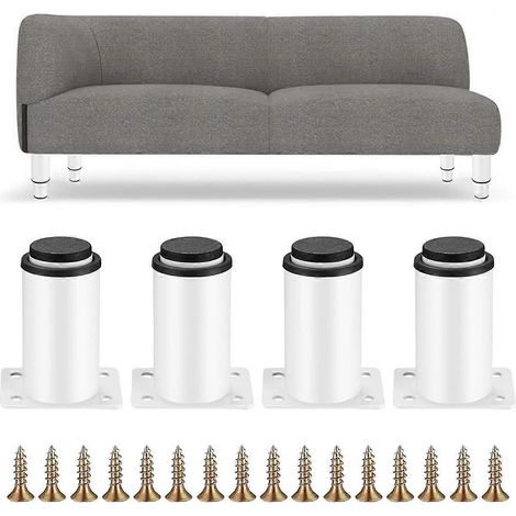 Pieds de meubles réglables, pieds de table en métal blanc, hauteur réglable de 0 à 40 mm, adaptés aux armoires de cuisine, aux penderies, aux lits, aux tables, etc. (1/5)