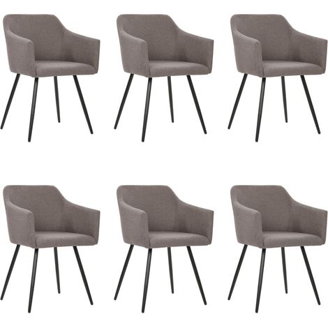Chaises à manger lot de 6 taupe tissu (1/5)