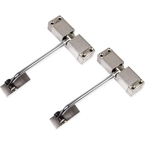 Cierrapuertas - Dos piezas - Amortiguador de puerta - Ajustable - Incluye kit de montaje - Plateado (1/5)