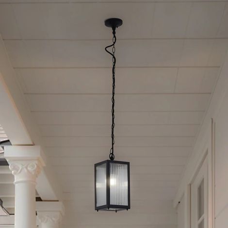 [NEUWERTIG] B-Ware Lindby Bolgar Outdoor Pendant Light, Black, Metal, Glass (1/2)