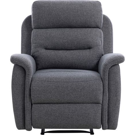 Fauteuil de relaxation 1 place en tissu gris foncé – Dossier inclinable jusqu'à 170° – Repose-pieds relevable – Dimensions 87 x 94 x 100 cm – Usinestreet