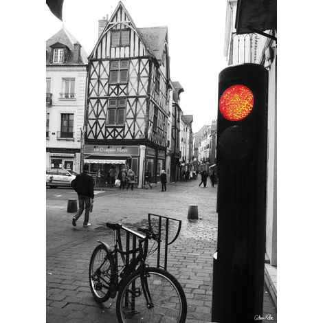 Tableau sur toile rue grand marché Tours noir et blanc 30x45 cm - Impression sur Toile Murale Décorative - Image imprimée en HD sur Toile - Toile sur Châssis en Bois FSC - Fabriqué en France