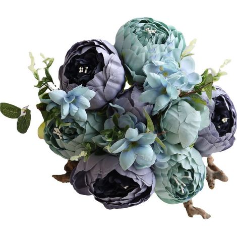 Fleur Simulée Bouquet De Pivoine Mariée Tenant Fleur Mariage Rétro Décoration De La Maison(dark bleu) (1/3)