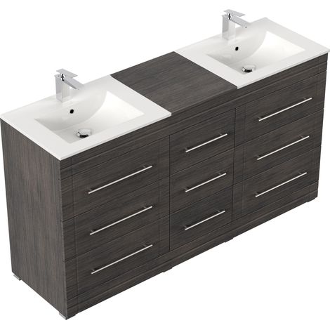 Stand Badmöbel Cosmo Modern SoftClose anthrazit gemasert (1/5)
