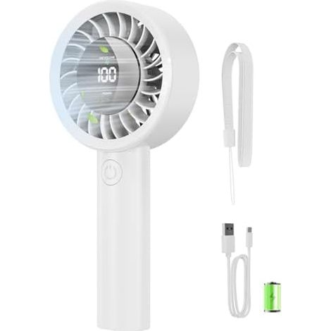 Ventilateur Portable à Main,4000mAh Petit Ventilateur de Bureau USB,5 Vitesses,Jusqu'à 13,5 h,Ventilateurs de Table Personnel Rechargeable avec Écran LED,Fan sans Fil pour Extérieur Voyage Travail (1/5)