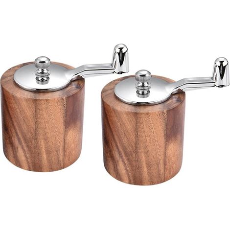 2X Moulin à Poivre, Moulin à Poivre en Bois à Manivelle avec PoignéE Classique et Rotor en CéRamique RéGlable (1/5)