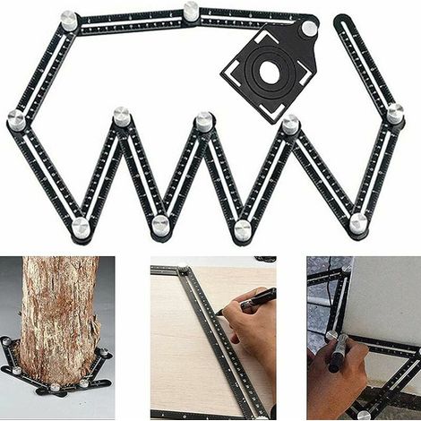 YOIURT Règle de mesure multi-angle pour carreleur - Outil en alliage d'aluminium - 12 outils Convient pour la menuiserie, les carreaux en céramique, les architectes, les outils de template (1/5)