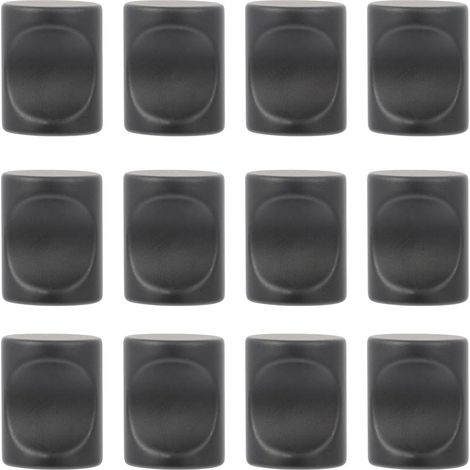 Poignées de meuble cylindriques Unomor lot de 12 noir mat (1/5)