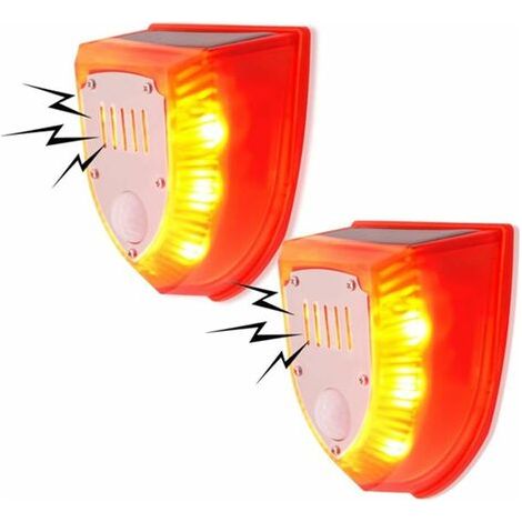 Alarme de sécurité solaire stroboscopique davertissement extérieur de ferme cour et détecteur de mouvement panneau polycristallin étanche sirène clignotante lumière LED  2 sacs