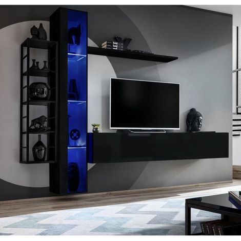 Ensemble Meuble TV Design "Switch VII" 240cm Noir (1/4)