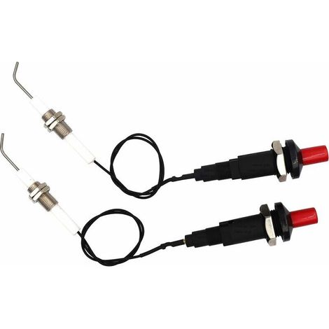 Allumeurs pour gril à gaz/grill, allumeur piézo-électrique à bouton-poussoir avec fil de bougie d'allumage universel fileté en céramique with électrodes d'allumage Long 30cm électronique Lot de 2 (1/5)