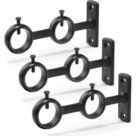 Support de tringle à rideau, 3pcs Double porte-tringle à rideau, crochets de support de tige double crochets pour lit de salon (1/5)
