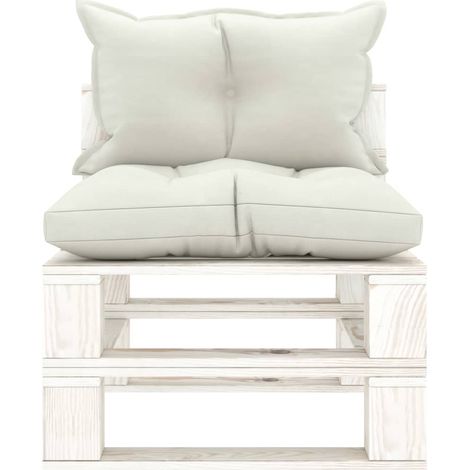 Maison Exclusive - Poltrona Centrale da Giardino Pallet con Cuscini Beige in Legno