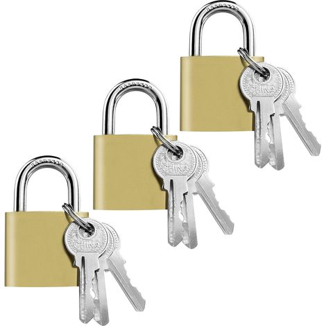 Lot de 3 Cadenas avec 3 Clés,38 mm Petit Cadenas,Cadenas à bagage,Cadenas de Sécurité Compatible pour,Sac de voyage,sac à do,vélo,boîte à outils,garage,Portes et Fenêtre,Casiers de Gym