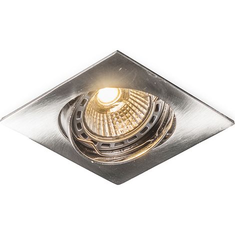 QAZQA + Moderno Foco empotrable orientable cuadrado acero - Edu Aluminio Cuadrada Adecuado para LED Max. 1 x 50 Watt