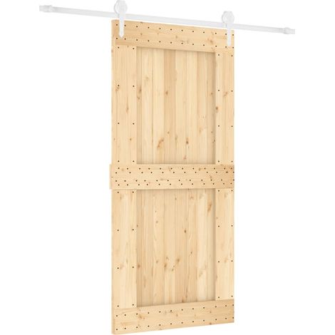 Puerta corredera con herrajes madera maciza de pino 95x210 cm vidaXL (1/5)