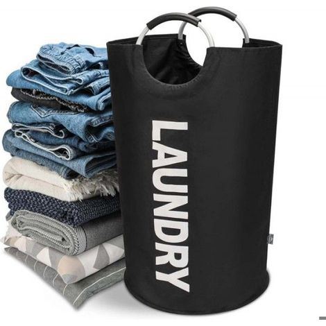 90L Paniers à linge, Pliable Sac à linge, Pliage Grande Capacité Corbeilles à linge (Noir) (1/5)