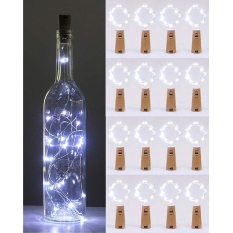 Guirlande lumineuse LED pour bouteille2 m 20 LED étanche adaptée pour Noël fête mariage jardin16 pièces de lumière blanche (1/5)