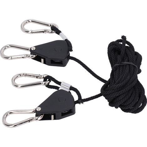 Lot de 2 supports de suspension pour lampe horticole (corde de 3 mm), réglables et robustes, avec pince à corde haute résistance. (1/5)