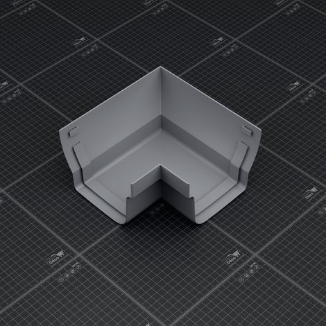 Angle int. 90° face plane / Angle ext. 90° face galbée pour gouttière double profil - Gris