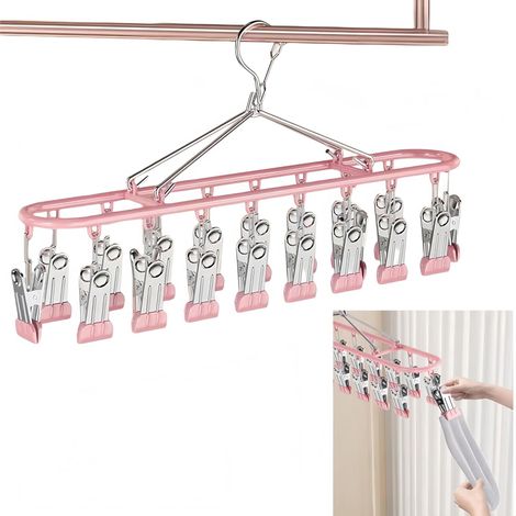 Étendoir à linge en métal avec pinces, en acier inoxydable, pour vêtements et chaussettes, avec 20 pinces. (1/5)