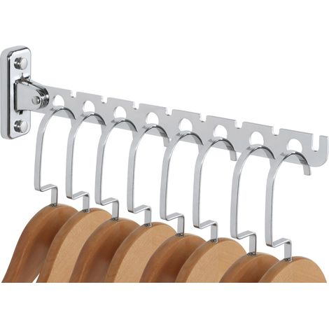 Crochets Patère Murale Pliable avec 8 Trous et 8 Emplacements pour Cartes, Porte Cintre Mural en Acier Inoxydable, Longueur 31 CM, Robuste et Durable, pour Suspendre des Serviettes, Chrome (1/5)