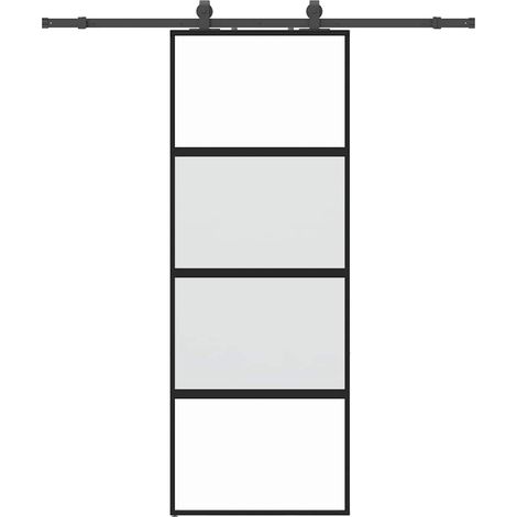 Maison Exclusive - Schiebetür mit Beschlag Schwarz 76x205 cm Hart