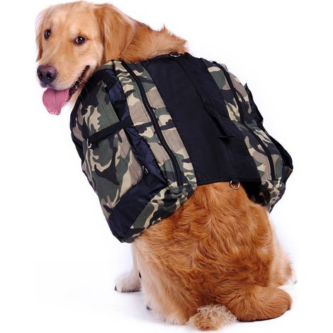 Zaino per cani con ampie tasche, borsa a tracolla, bellissima imbracatura regolabile per cani di grossa taglia, escursionismo all'aperto, campeggio, passeggiate (M) (1/5)