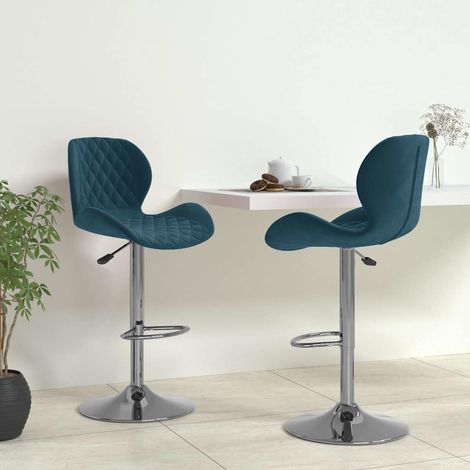 vidaXL Taburetes de cocina 2 unidades terciopelo azul (1/5)
