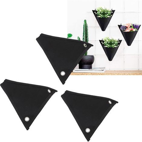 Lot de 3 pots de fleurs triangulaires muraux pour plantes d'intérieur (crochets non requis) (1/5)